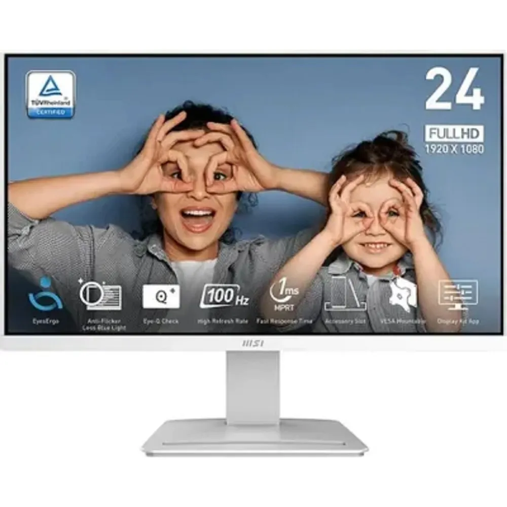 Монитор MSI Pro MP2412W, 23.8" VA, 1920x1080, 100 Гц, HDMI/DisplayPort, белый, фото 2