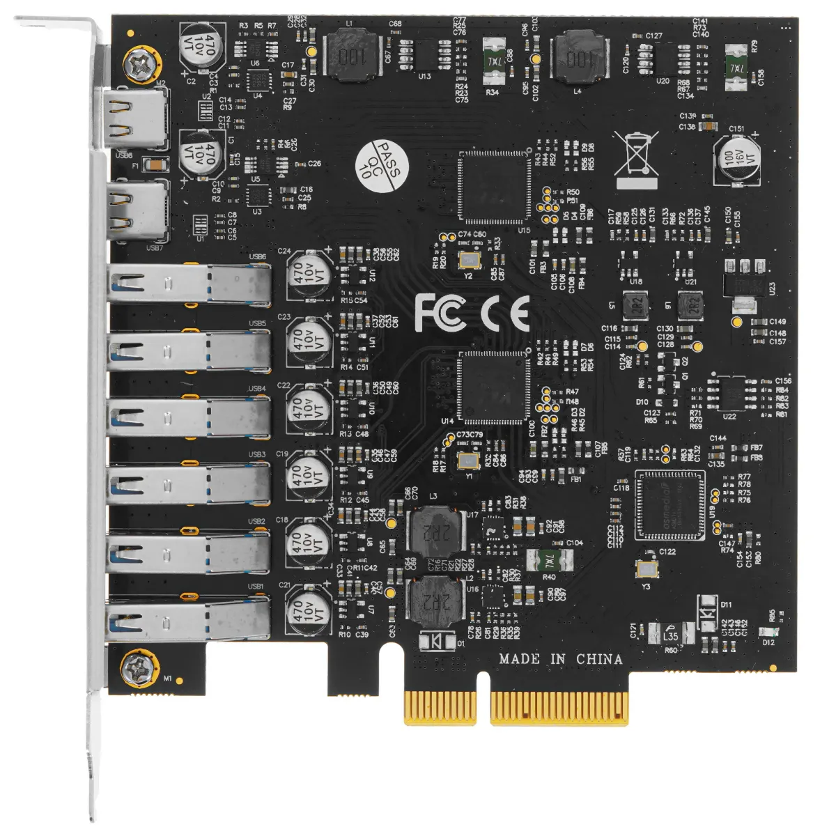 Контроллер Orient AM-U3142PE-6A2C, PCI-E x4, 8 портов USB 3.2 Gen 2 (6×Type-A + 2×Type-C), фото 2