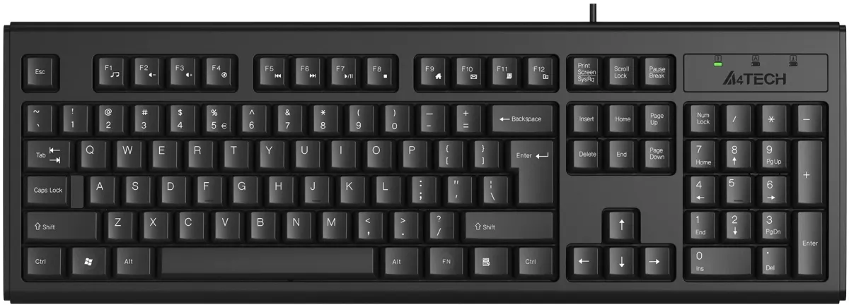 Клавиатура A4Tech KR-83, проводная USB, 104 клавиши, мембранная, черная, фото 2