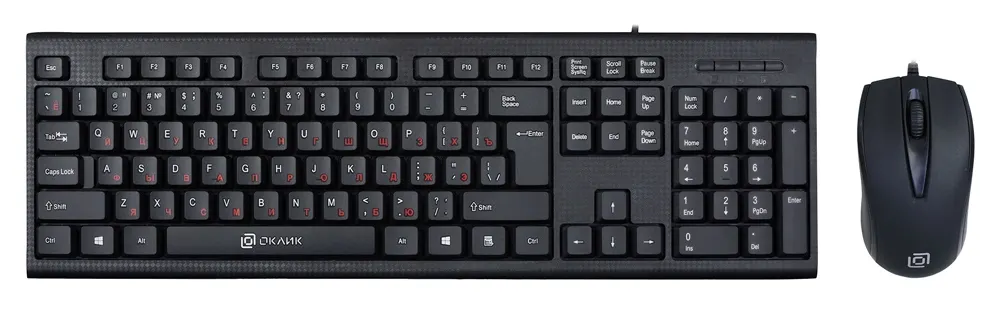 Комплект клавиатура и мышь OKLICK 630M, проводной USB, 104 клавиши, мышь 1000 DPI, фото 2