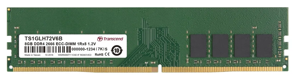 Модуль памяти Transcend TS1GLH72V6B, DDR4 DIMM 8 ГБ, 2666 МГц, ECC, 1Rx8, фото 2
