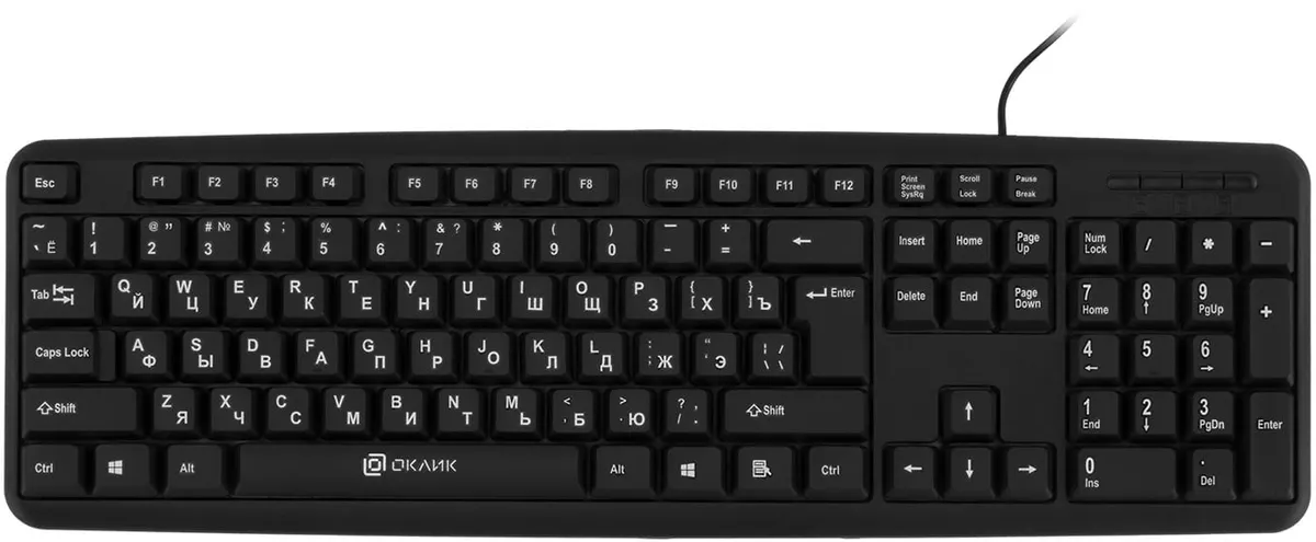 Клавиатура OKLICK 180M, проводная USB, 104 клавиши, чёрная, фото 2
