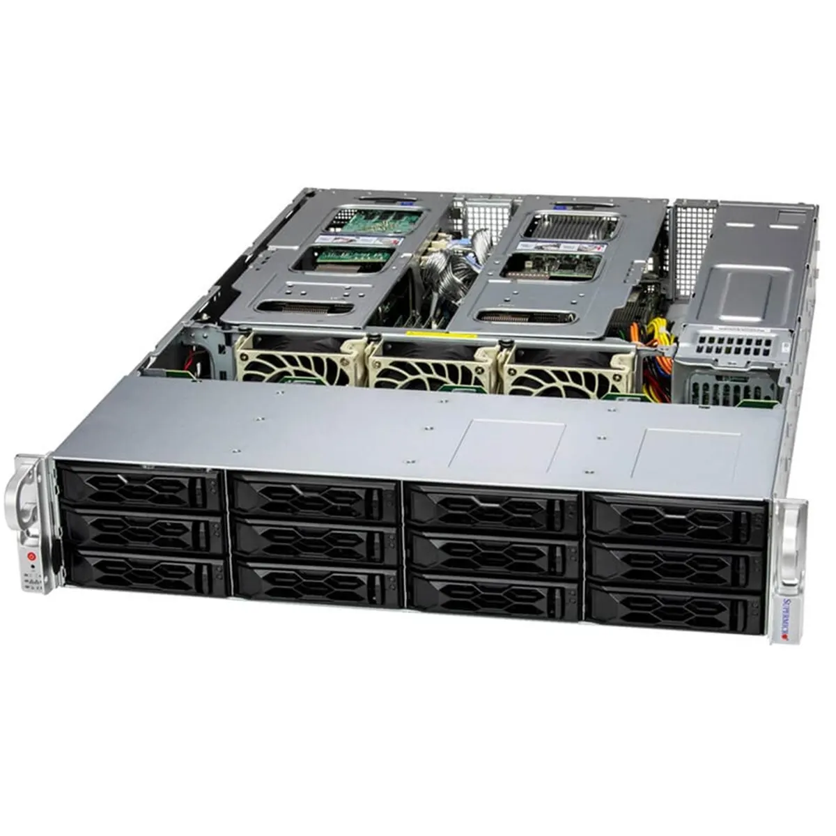 Серверная платформа Supermicro SuperServer SYS-621C-TN12R, 2U, 2×10G SFP+, 2×1200 Вт