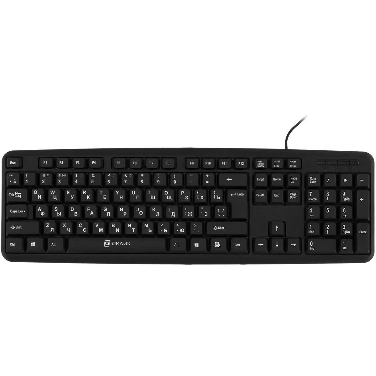 Клавиатура OKLICK 180M, проводная USB, 104 клавиши, чёрная
