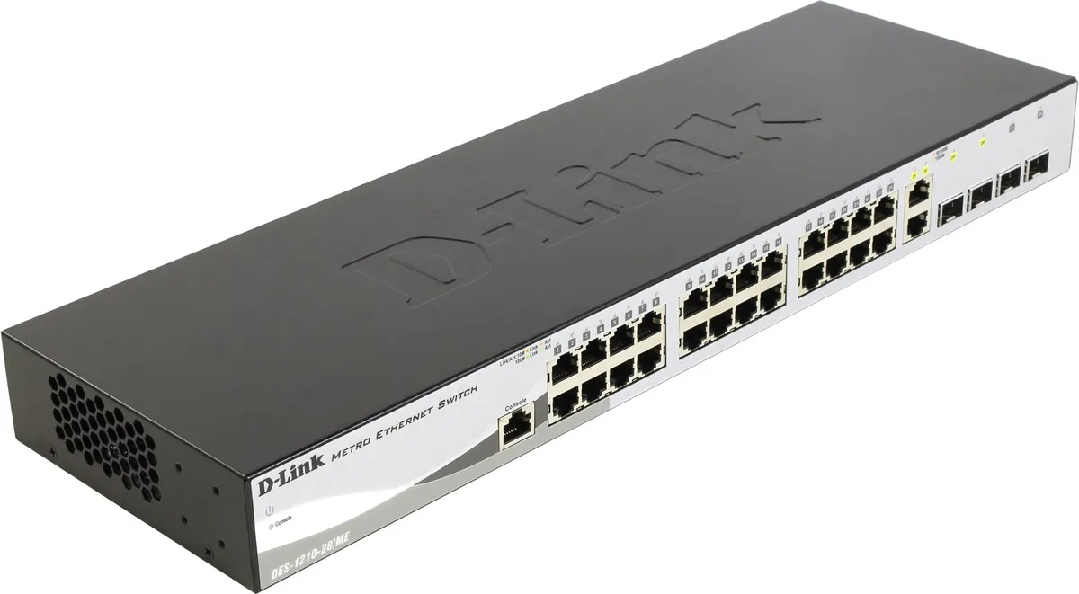 Коммутатор D-Link DES-1210-28/ME, управляемый L2, 24×10/100 + 2×SFP + 2 Combo, 1U, фото 2