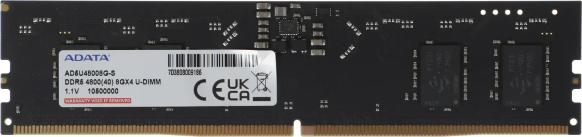 Модуль памяти A-DATA AD5U48008G-S, DDR5, 8 ГБ, 4800 МГц, DIMM 288-pin, CL40, фото 2